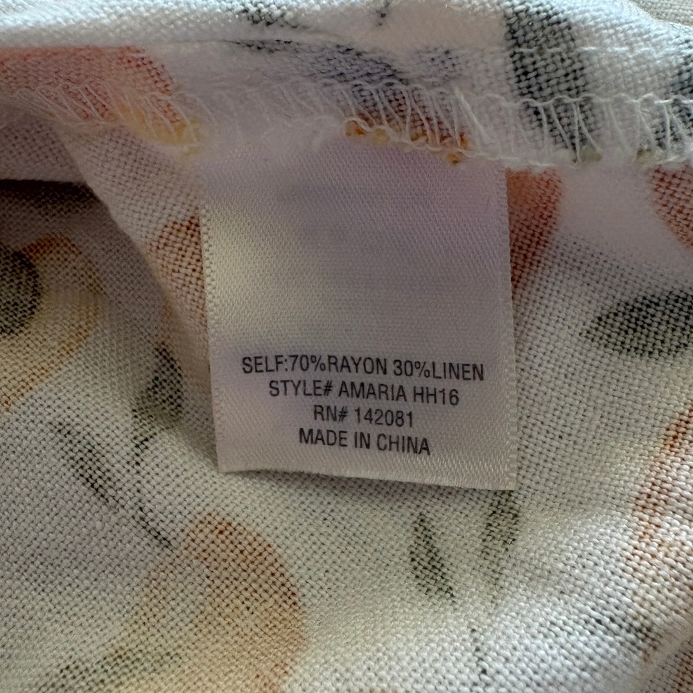 Mi Ami Mini Dress Women Size S White Lemon Print‎ Puff Sleeve Linen Rayon Amaria - Picture 3 of 8